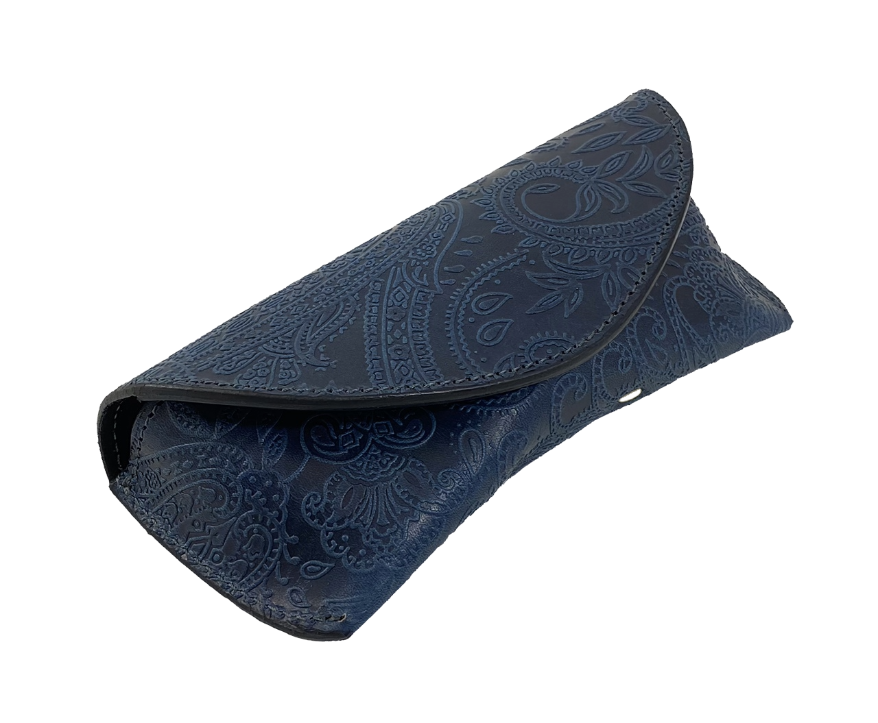 【RE.ACT】Indigo Leather｜Glasses Case (Paisley)